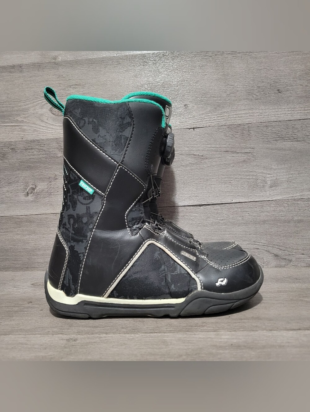 Ride Spark Boa Snowboard Boots Mens Size 7 Black Teal